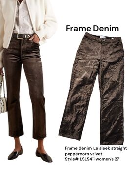 Frame denim Le sleek straight peppercorn velvet # LSLS411 Women's 27 Brown Jeans